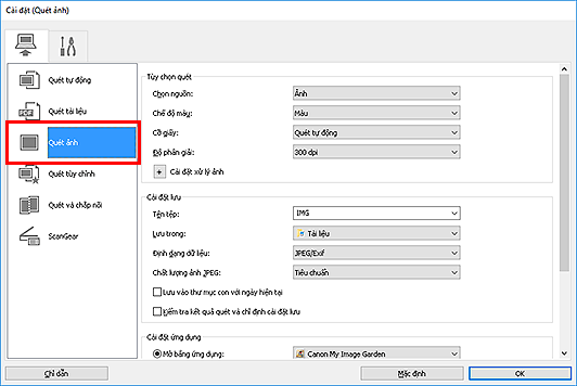 hình: Hộp thoại Cài đặt